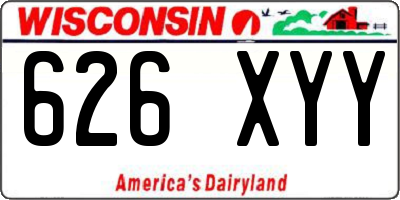 WI license plate 626XYY