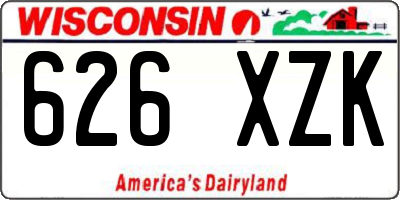 WI license plate 626XZK
