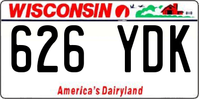 WI license plate 626YDK