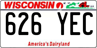 WI license plate 626YEC