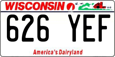 WI license plate 626YEF