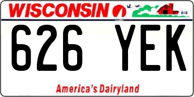 WI license plate 626YEK