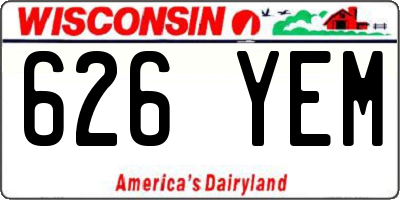 WI license plate 626YEM