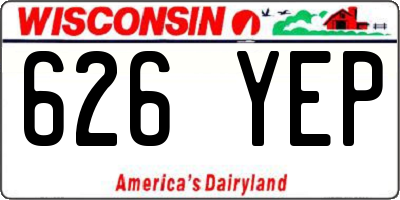 WI license plate 626YEP