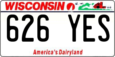 WI license plate 626YES