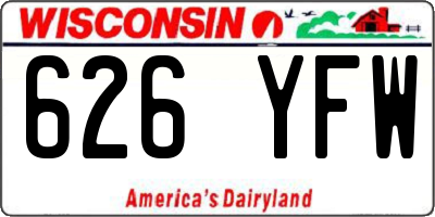 WI license plate 626YFW