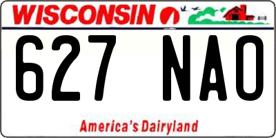 WI license plate 627NAO