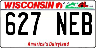 WI license plate 627NEB