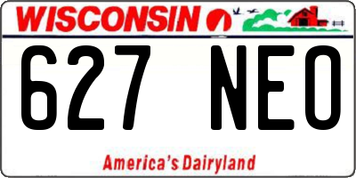 WI license plate 627NEO