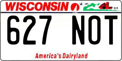 WI license plate 627NOT