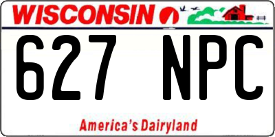 WI license plate 627NPC