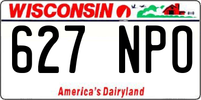 WI license plate 627NPO