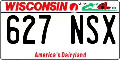 WI license plate 627NSX