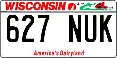WI license plate 627NUK
