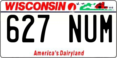 WI license plate 627NUM