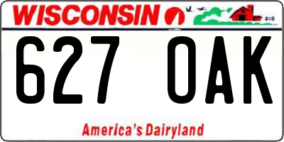WI license plate 627OAK