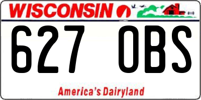 WI license plate 627OBS