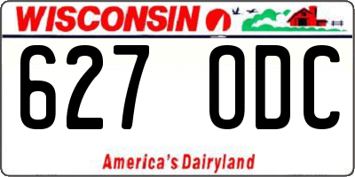 WI license plate 627ODC