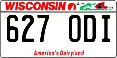 WI license plate 627ODI