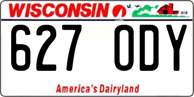 WI license plate 627ODY