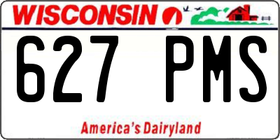 WI license plate 627PMS