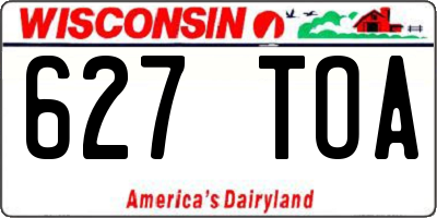 WI license plate 627TOA