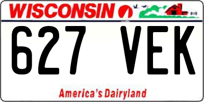 WI license plate 627VEK