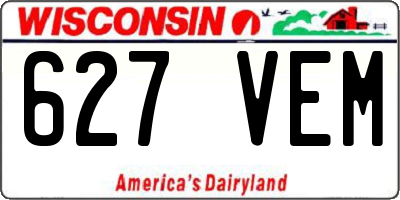 WI license plate 627VEM