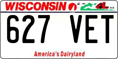 WI license plate 627VET