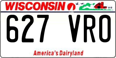 WI license plate 627VRO
