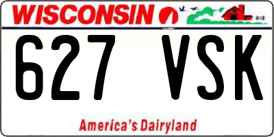 WI license plate 627VSK