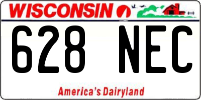 WI license plate 628NEC