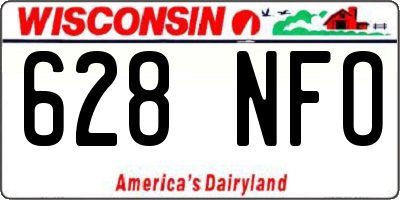 WI license plate 628NFO
