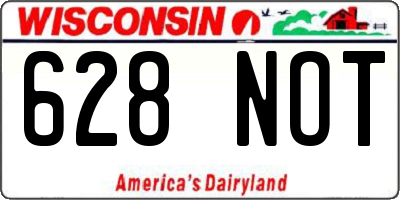 WI license plate 628NOT