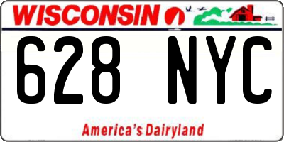 WI license plate 628NYC