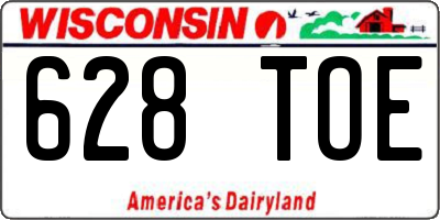 WI license plate 628TOE