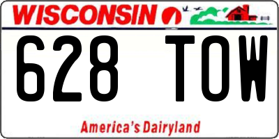 WI license plate 628TOW