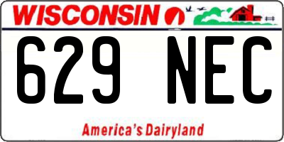 WI license plate 629NEC