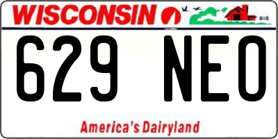 WI license plate 629NEO