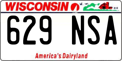 WI license plate 629NSA