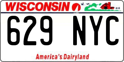 WI license plate 629NYC
