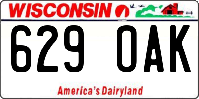 WI license plate 629OAK