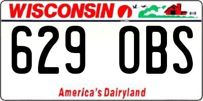 WI license plate 629OBS
