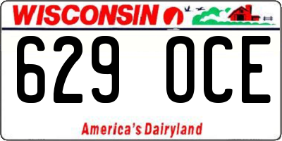 WI license plate 629OCE