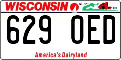 WI license plate 629OED