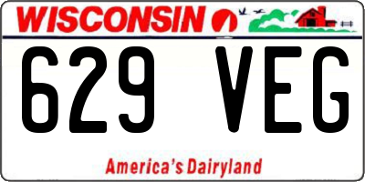 WI license plate 629VEG