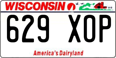 WI license plate 629XOP
