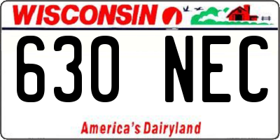 WI license plate 630NEC