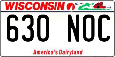 WI license plate 630NOC