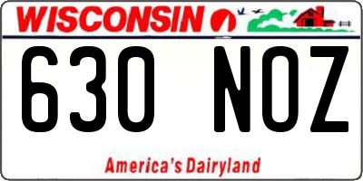 WI license plate 630NOZ
